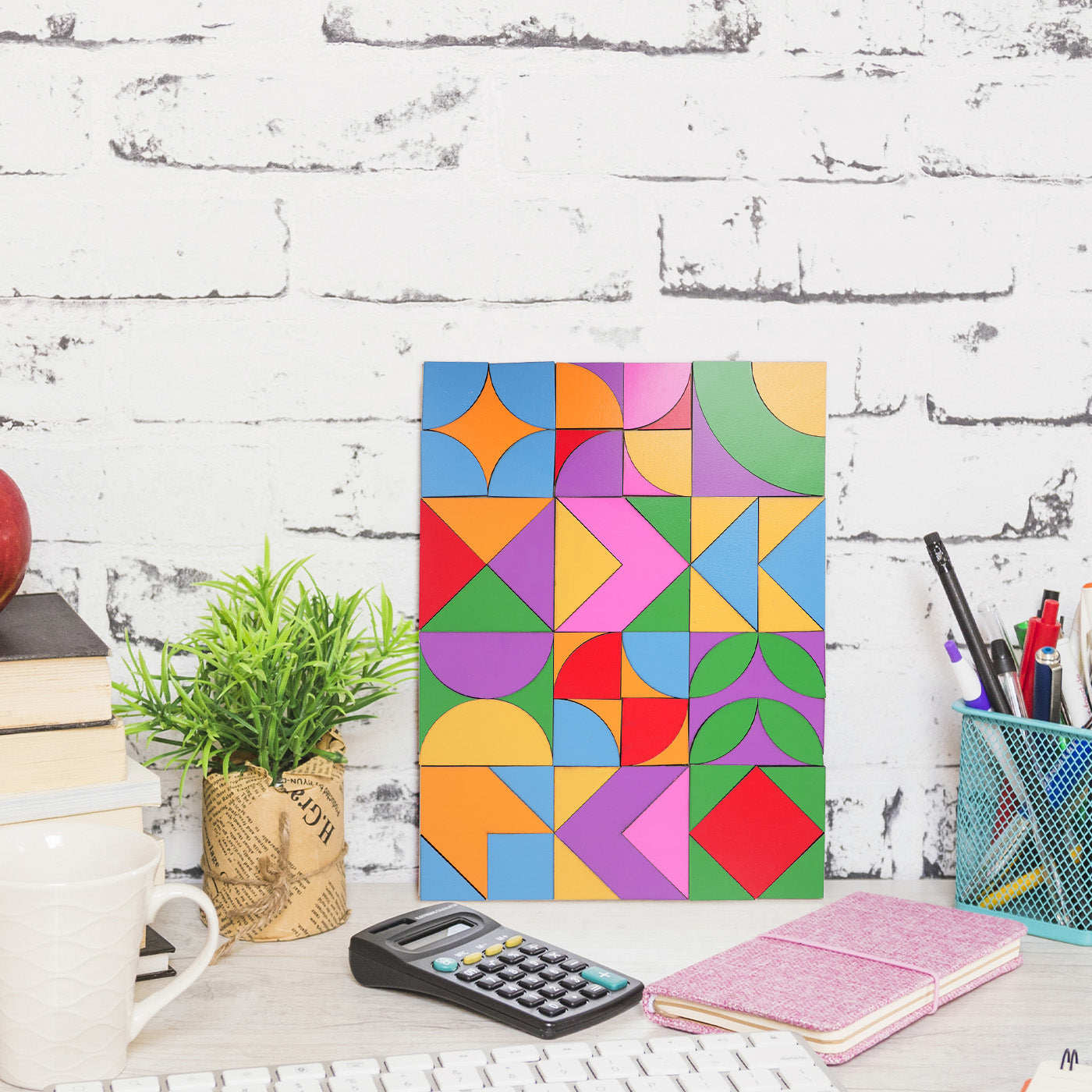 Wooden Pop Art Mosaic Wall Painting