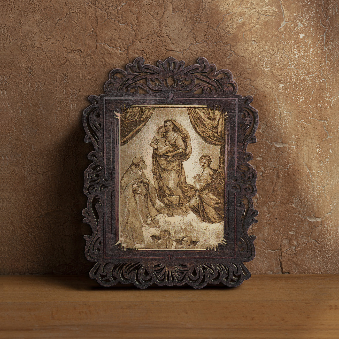 Wooden Sistine Madonna Wall Art