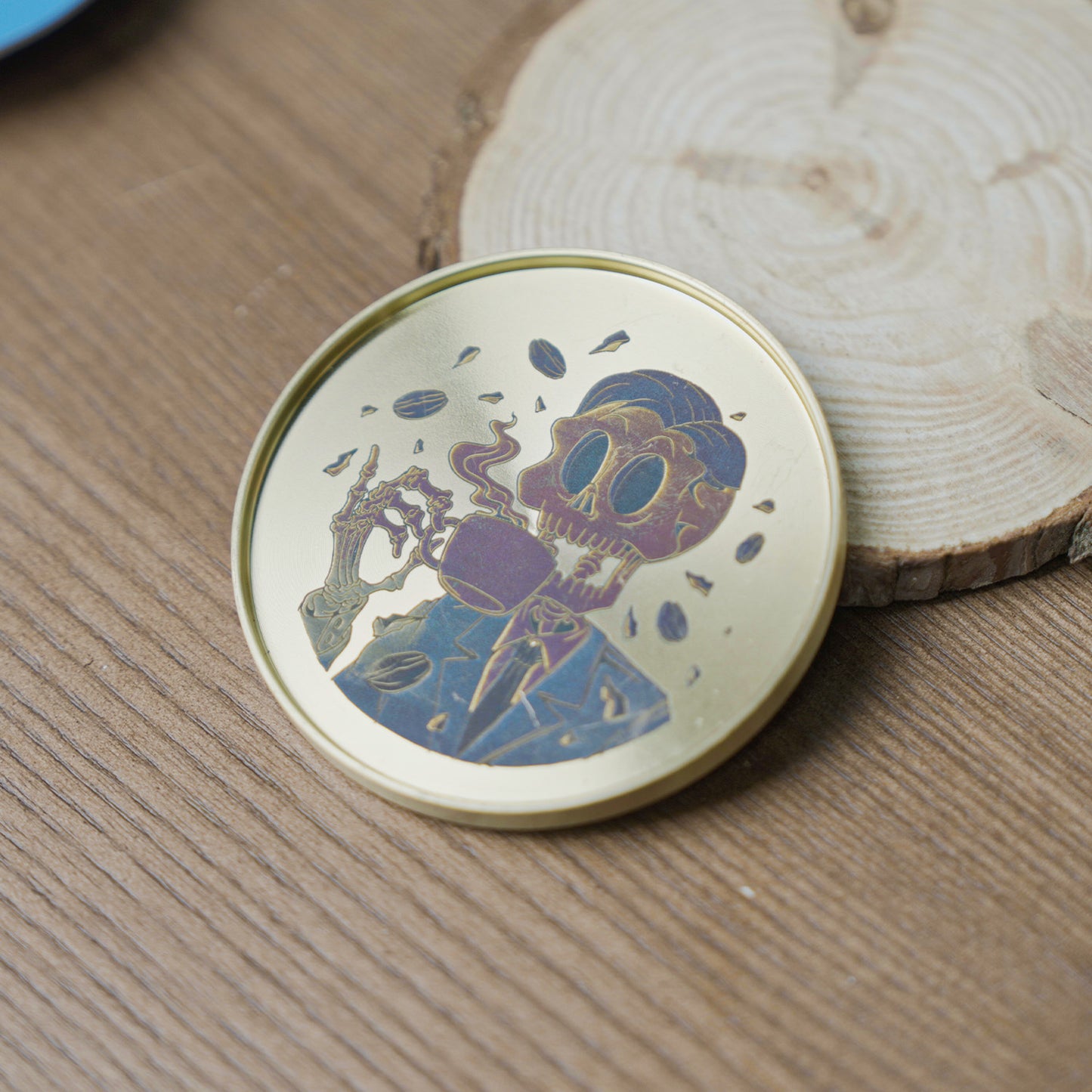 Brass coaster color engraving