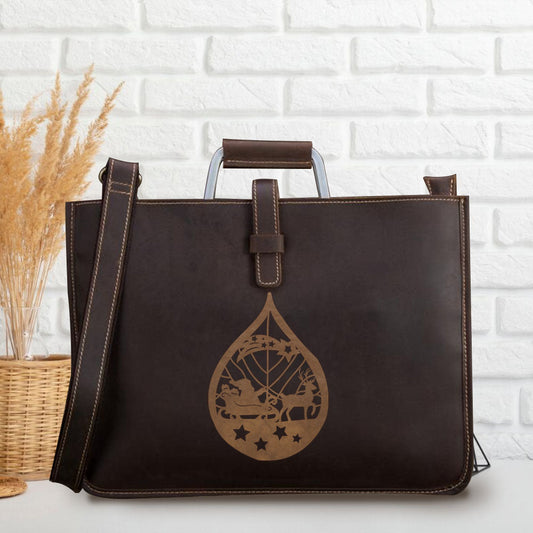 Engraved Leather Briefcase 08 - Santa