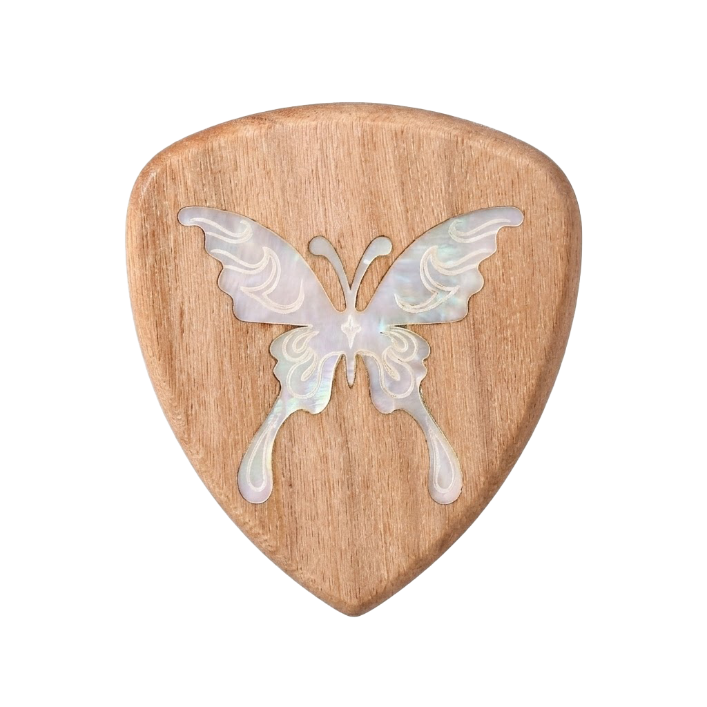 Solid Wood & Mother-of-Pearl Butterfly-Pattern Inlay