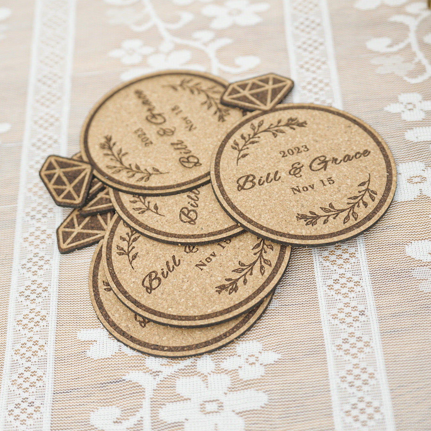 Diamond Ring Shaped Cork Coaster