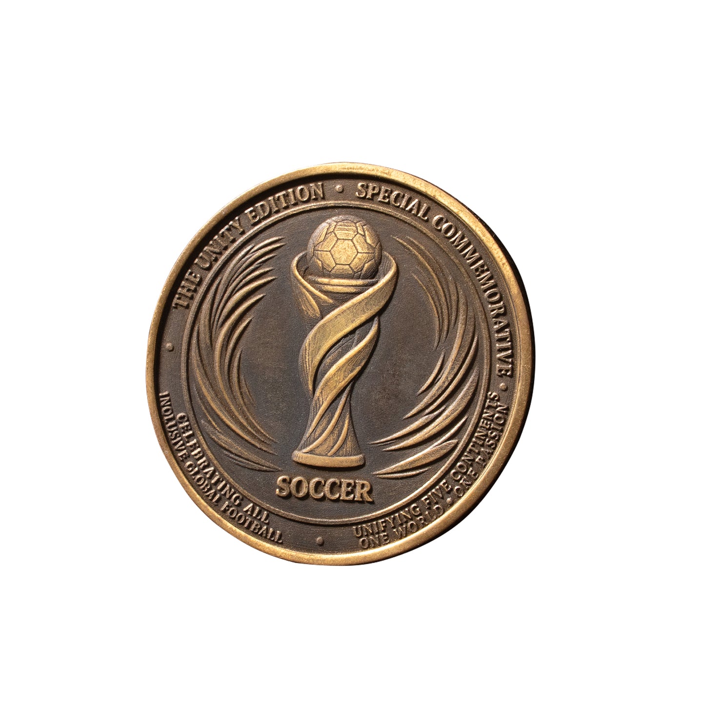 Soccer Trophy Brass Coin Relief engraving