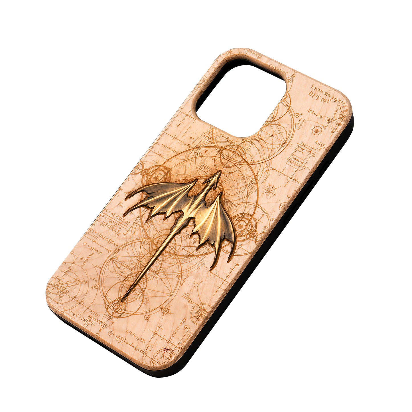 Fantasy-style wood metal inlay phone case