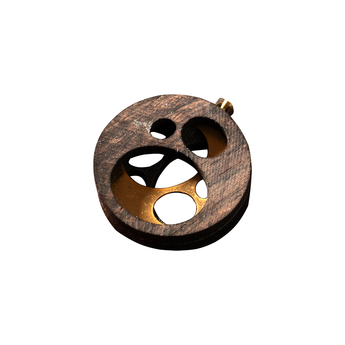 Minimalist geometric circles wooden Pendant with Brass Inlay