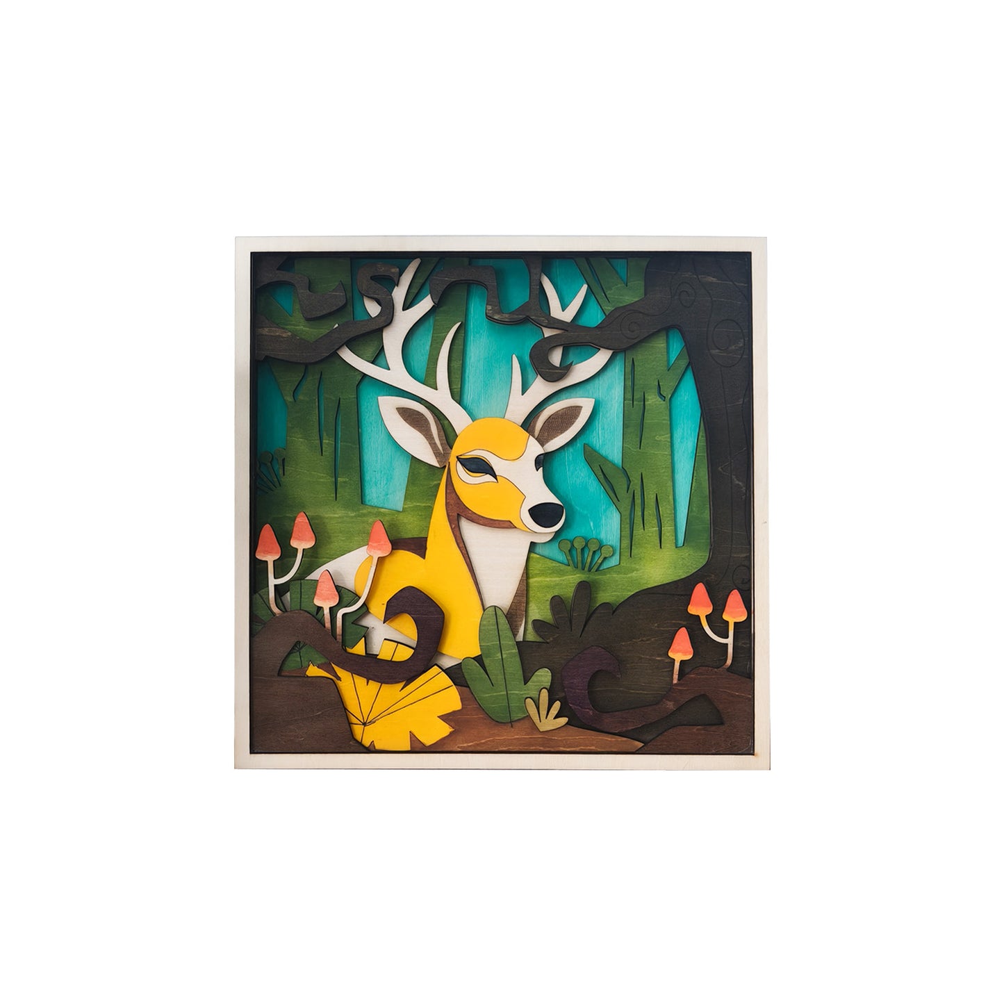 Multi-layered forest deer decorative painting