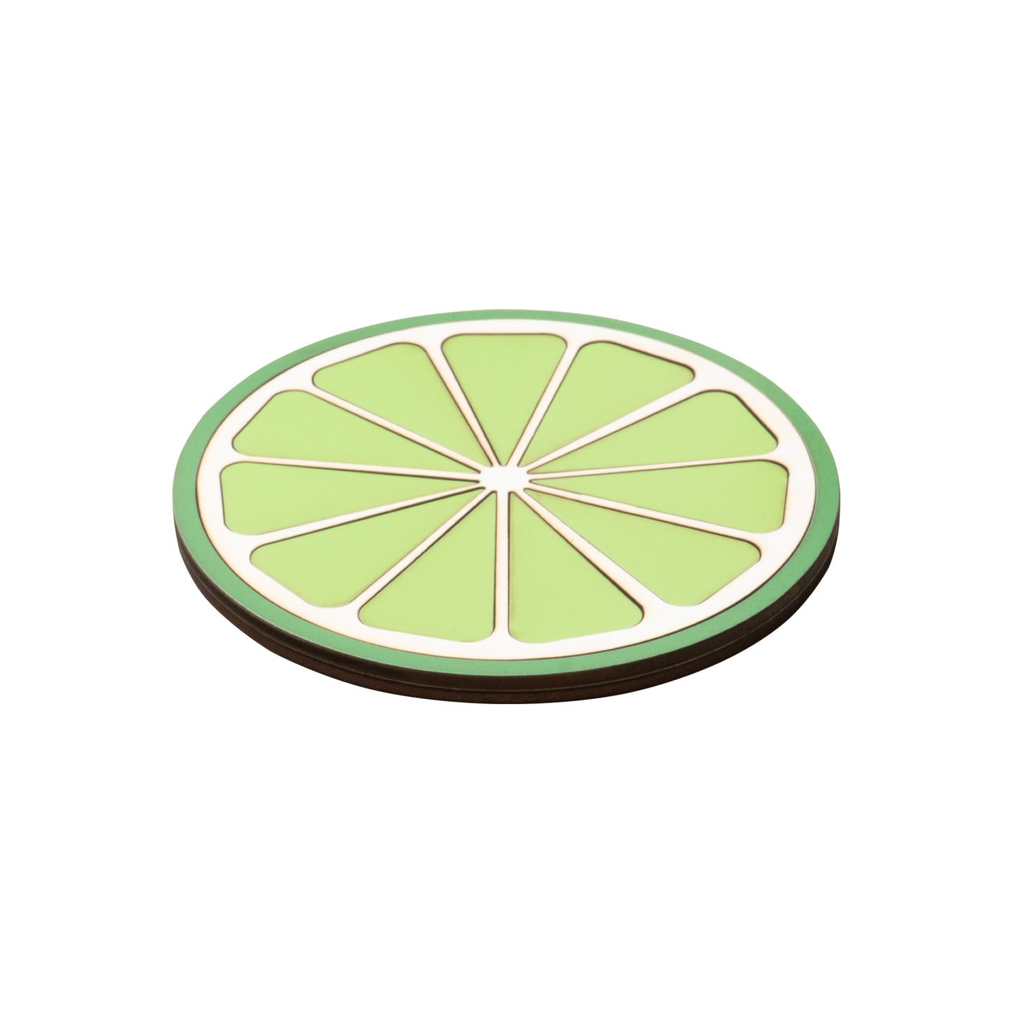 Wooden lime-shaped coaster