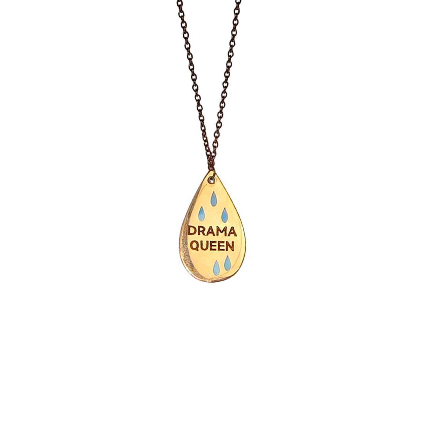 Drama Queen Water Drop Pendant Engraving