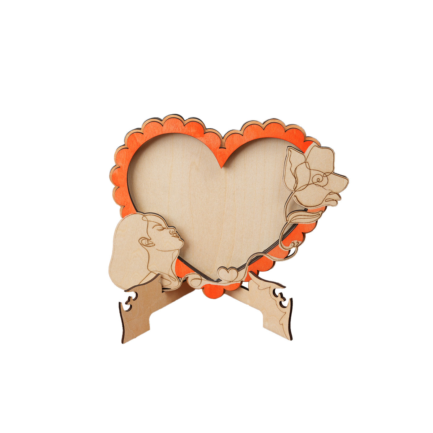 Valentine's Day Kiss and Flowers Photo Frame