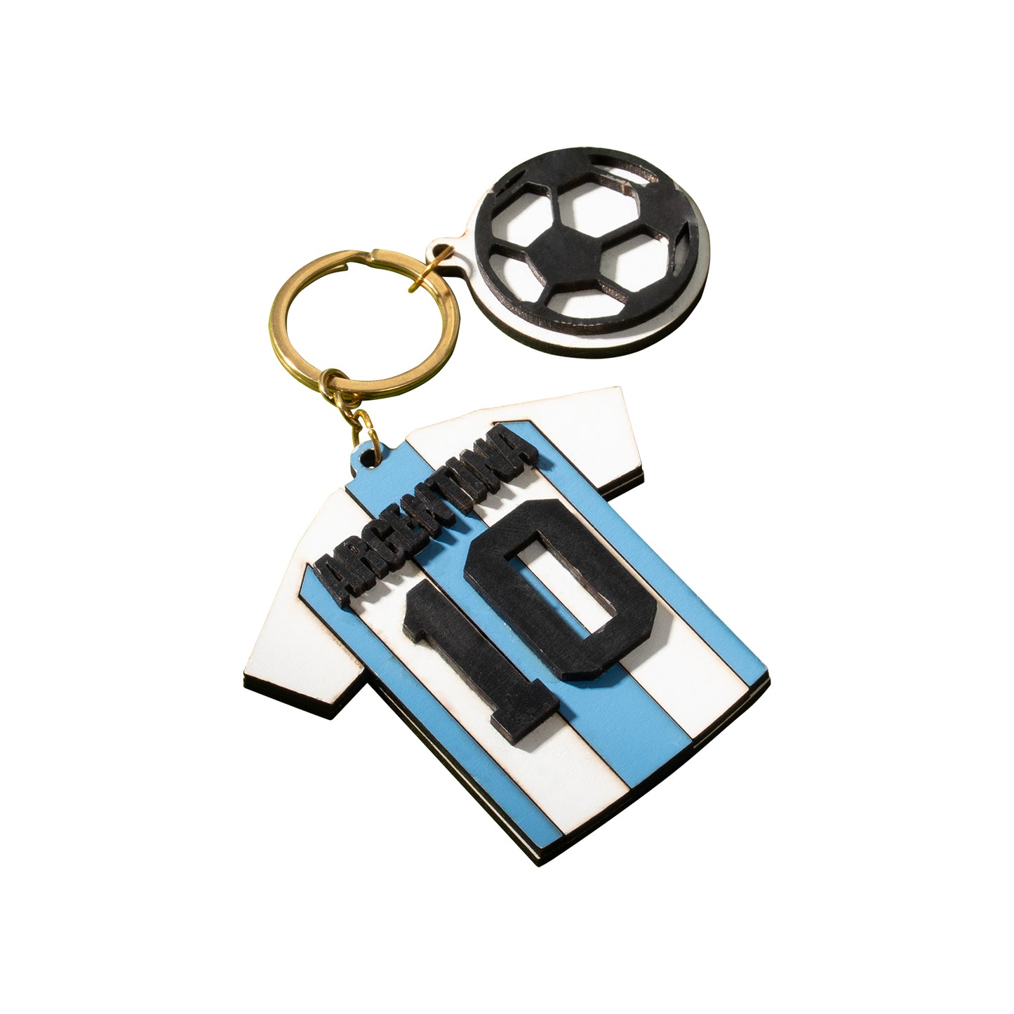 Argentina No.10 Soccer Jersey Wooden Keychain