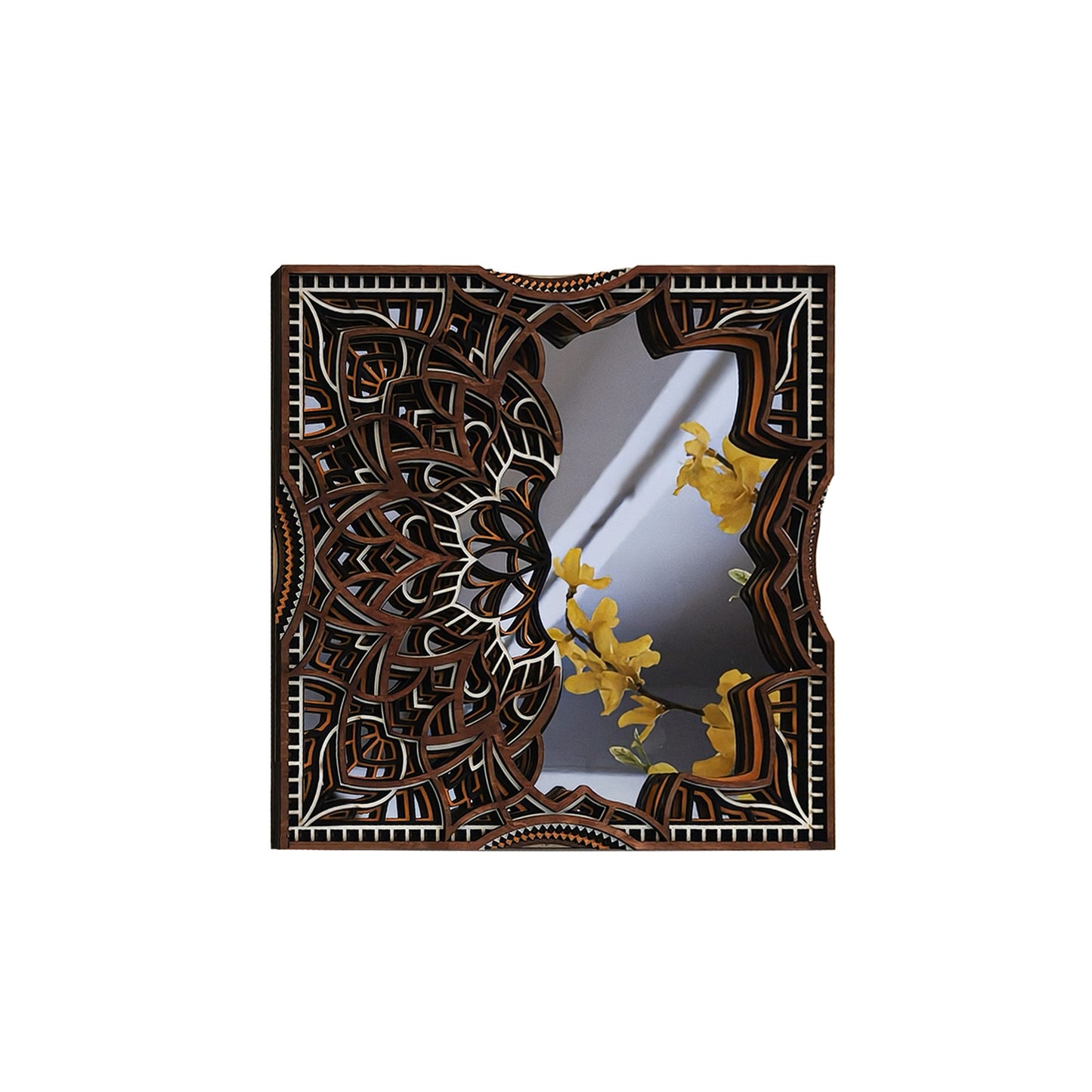 Multi-layer mandala cutout mirror