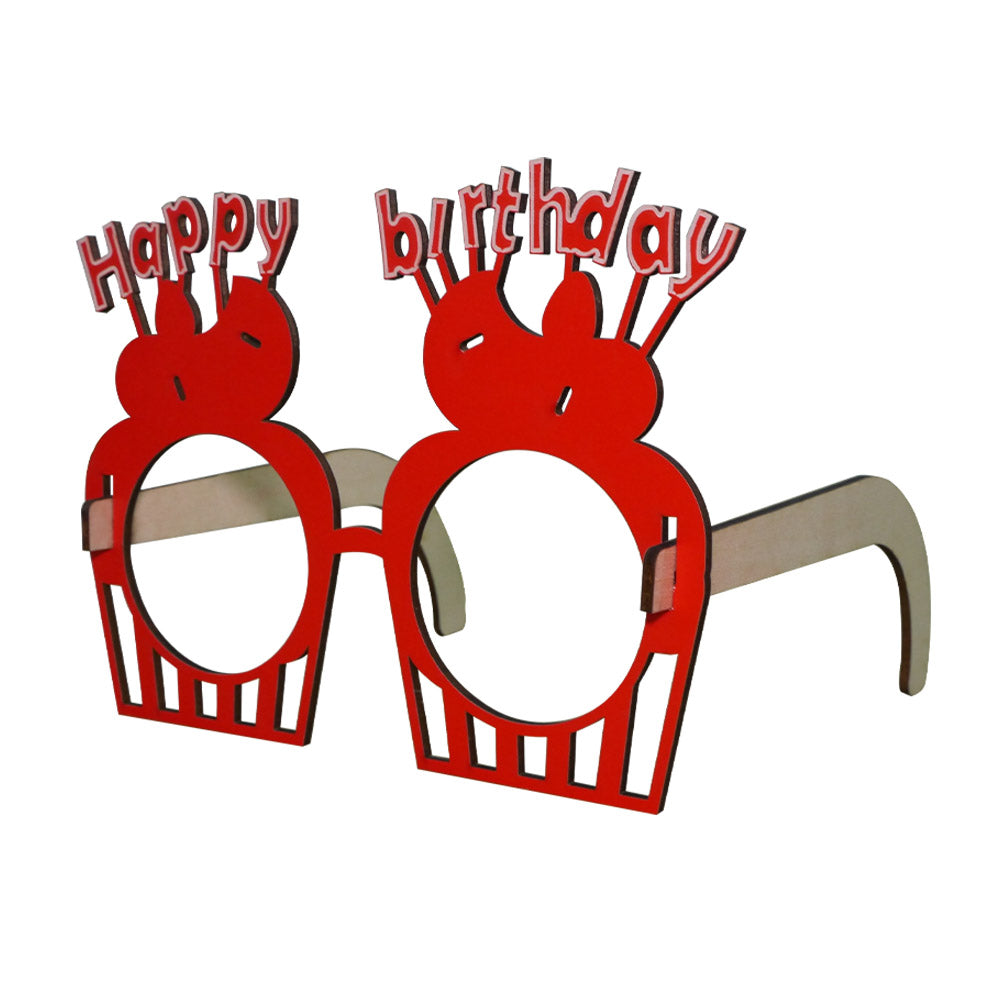 Wooden Glasses 01 Happy Birthday