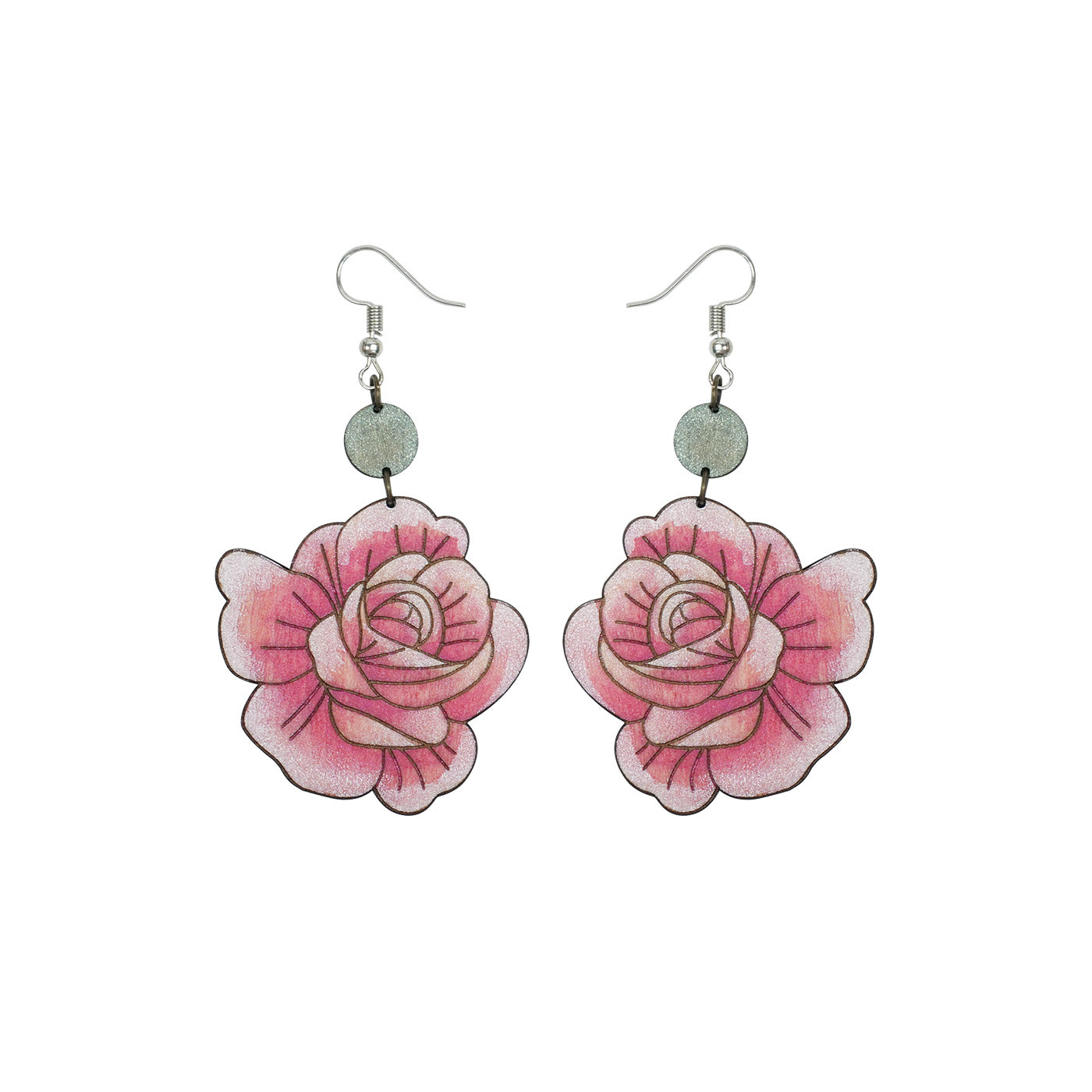 Rose wooden earrings 02