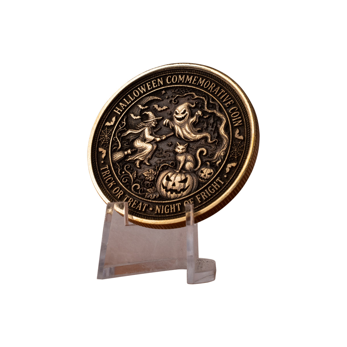 Halloween Witch Ghost Coin Relief Engraving