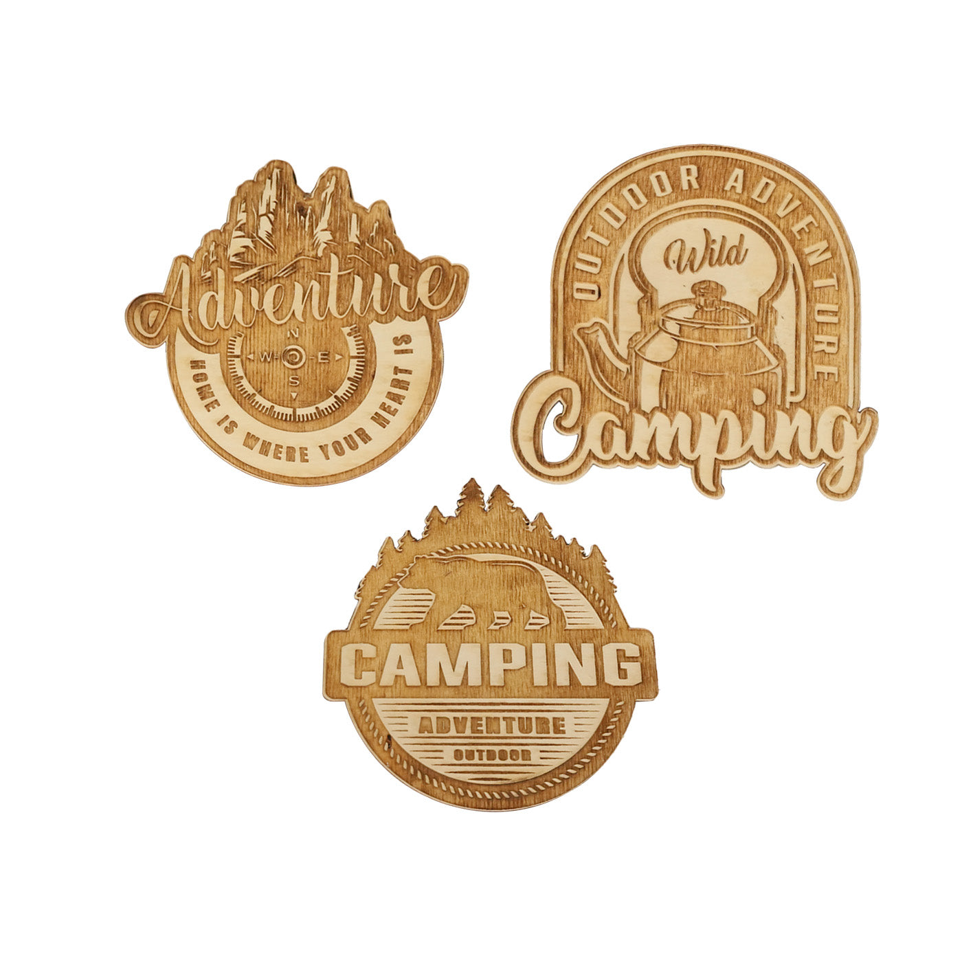 Camping wooden coasters