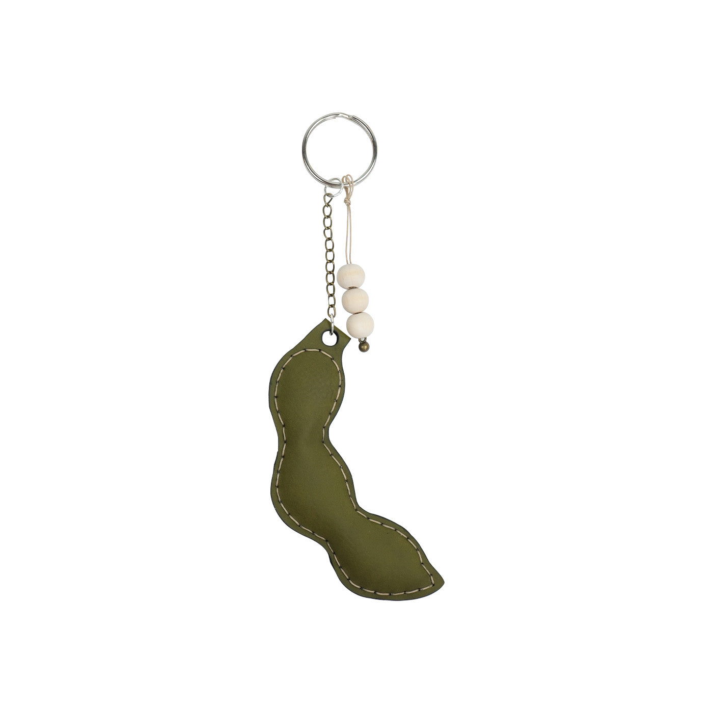 Leather Pea Pod Keychain Hanging Ornament