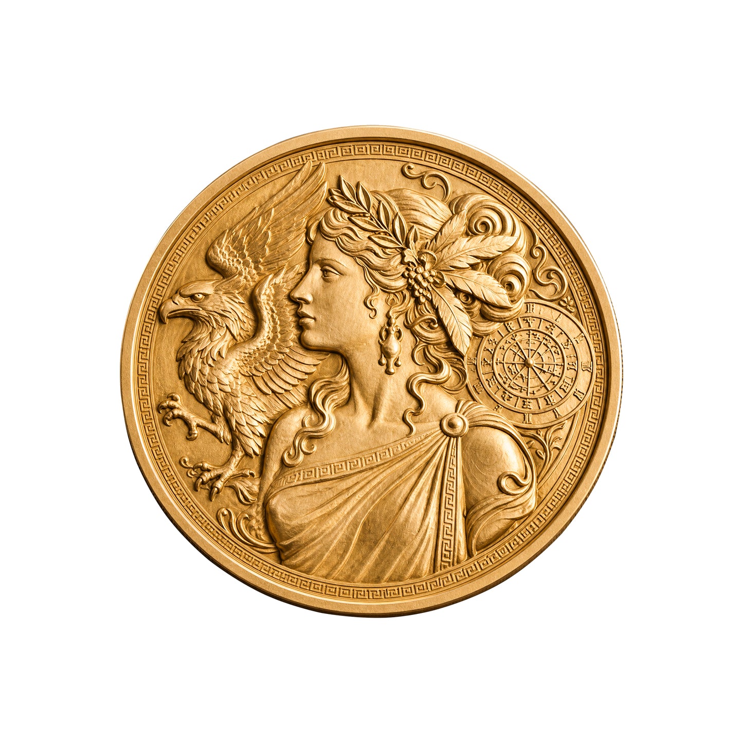 Goddess Mythology Brass Coin Relief Engraving