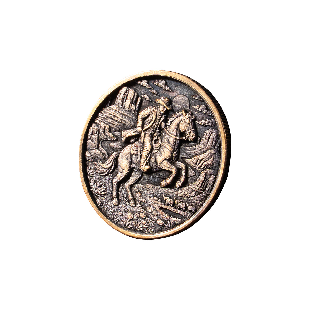 Western Cowboy Coin Relief Engraving