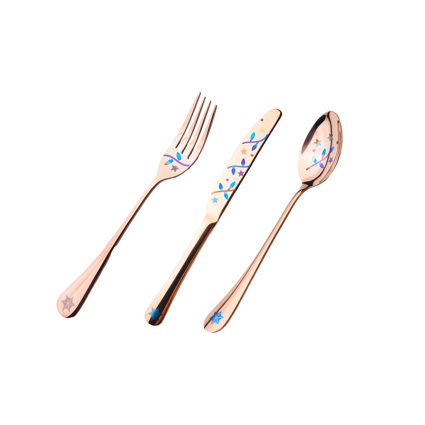 Christmas Themed Cutlery Color Engraving
