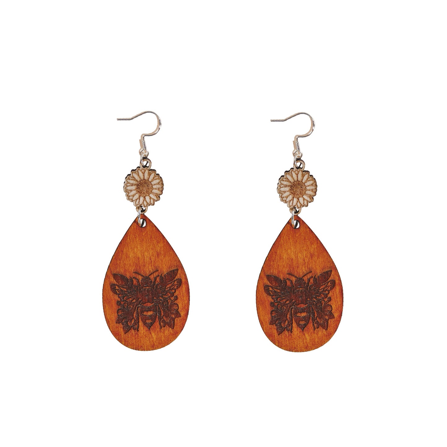 Bee wooden earrings