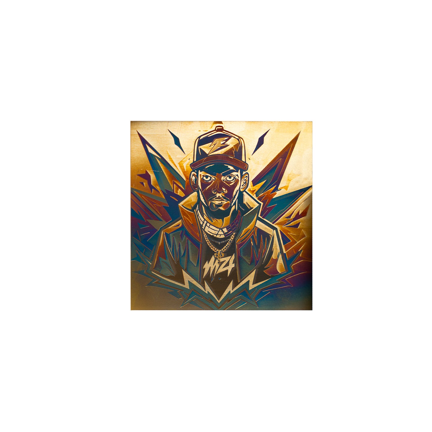 Black Gold Hip-Hop Style Metal Plate Color Engraving