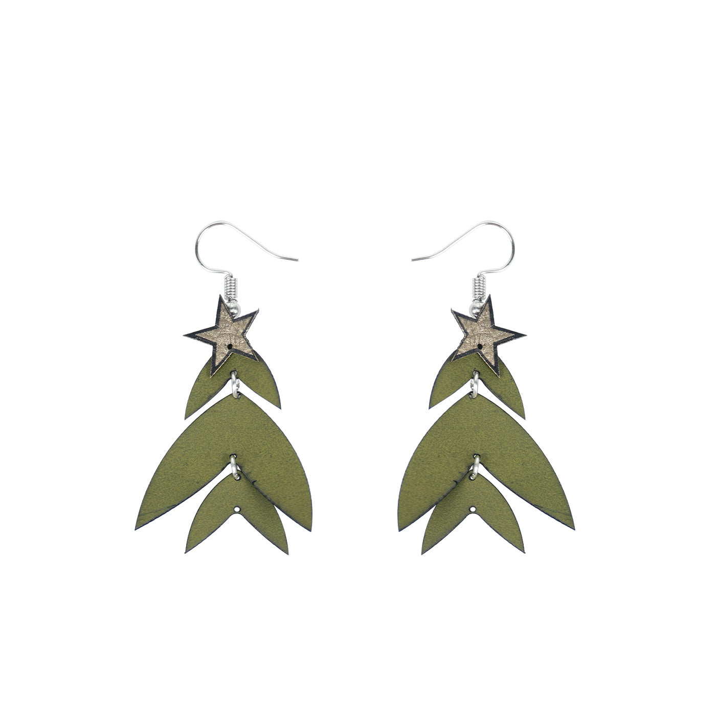 Christmas Tree Leather Earrings