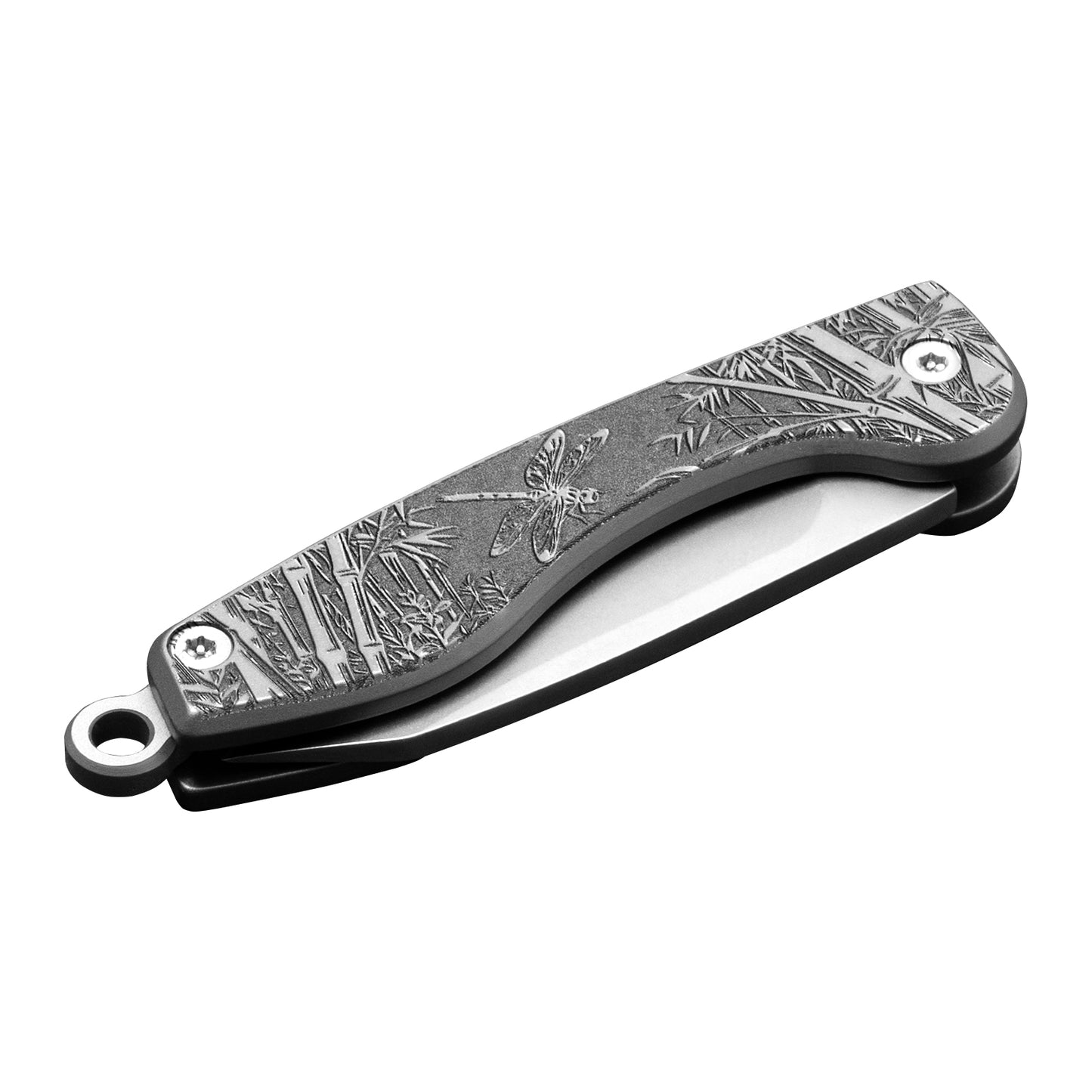 Bamboo Forest Dragonfly Titanium Knife Deep Engraving