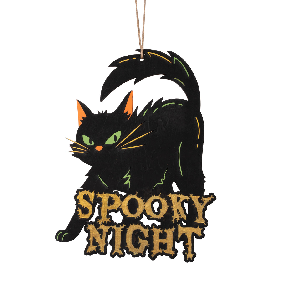 Halloween Black Cat Hanging Decoration Sign