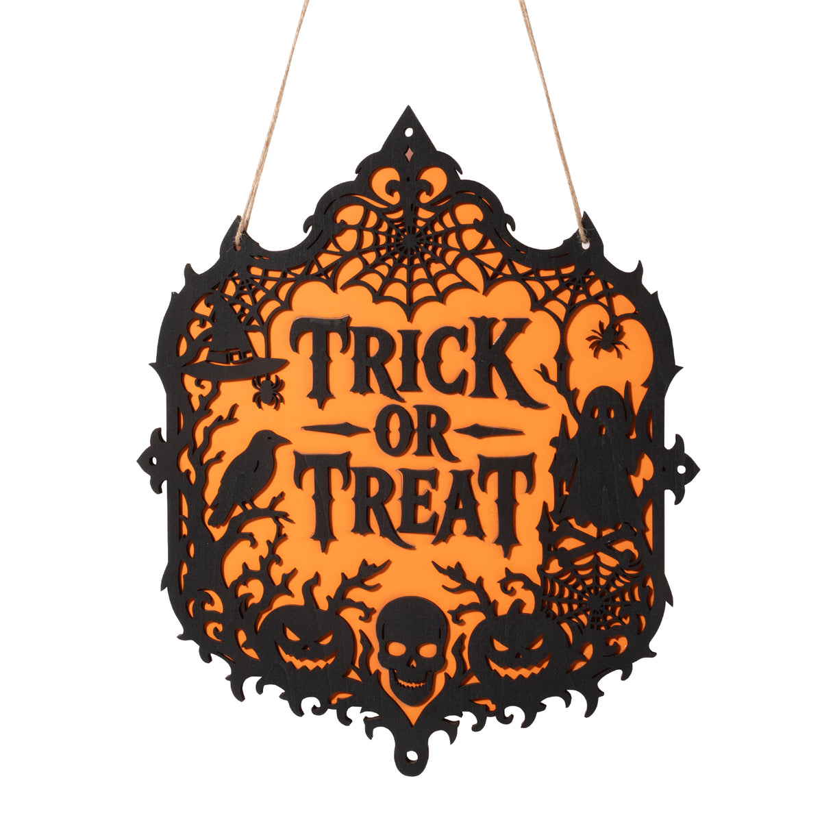 Halloween Trick-or-Treat Spiderweb Door Sign