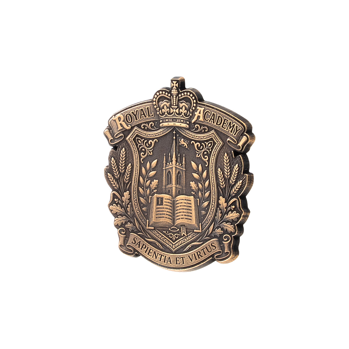 Brass School Badge Emblem Relief Engraving