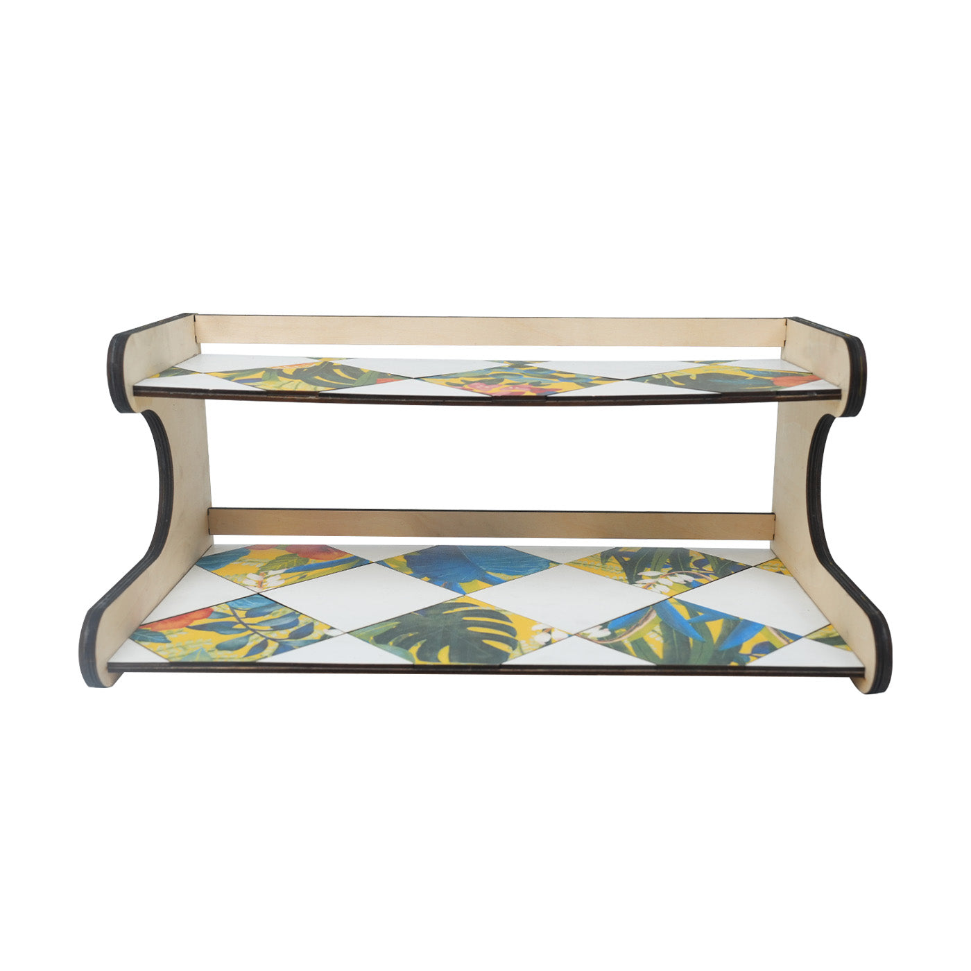 Patterned wooden storage rack