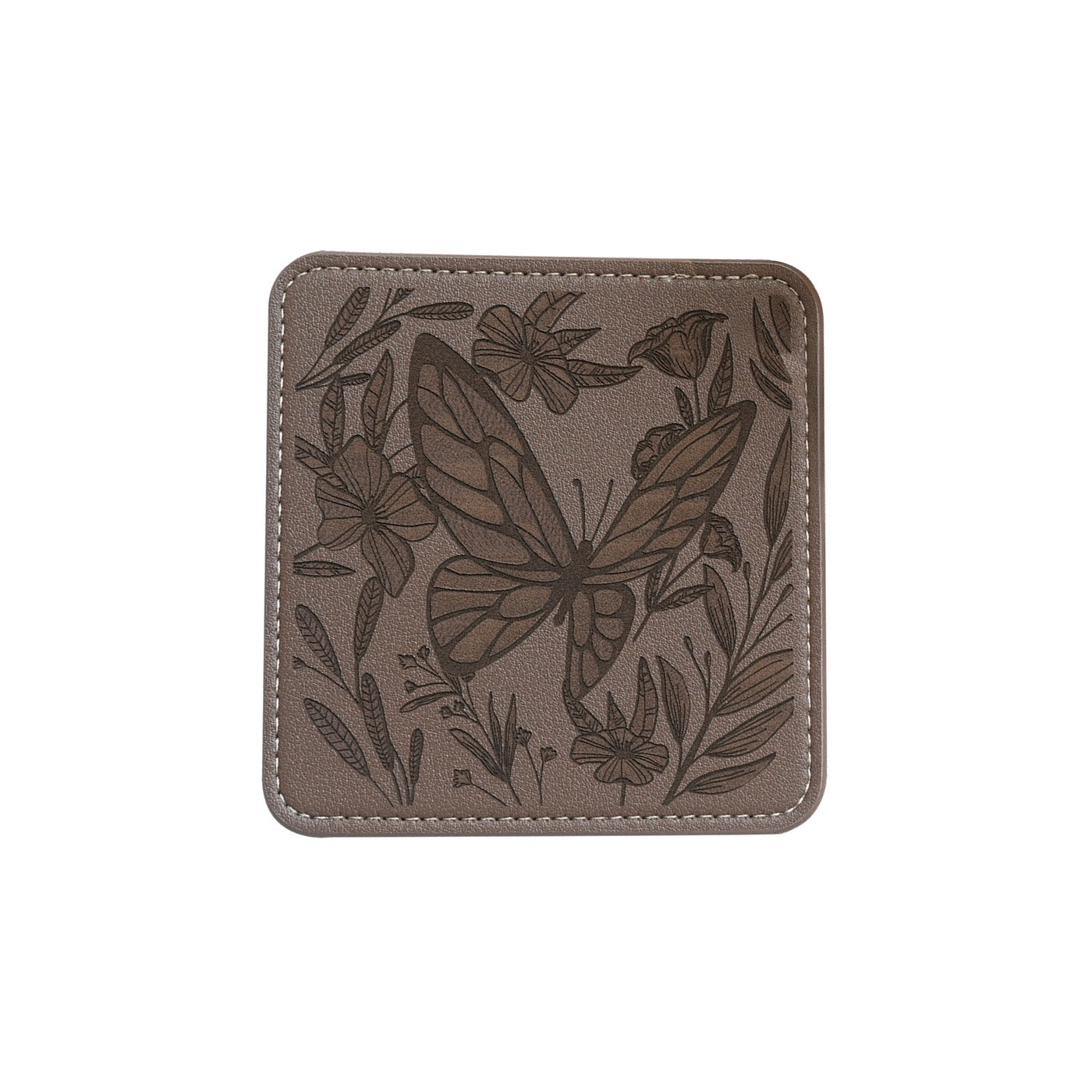 Butterfly Engraving Leather Coaster