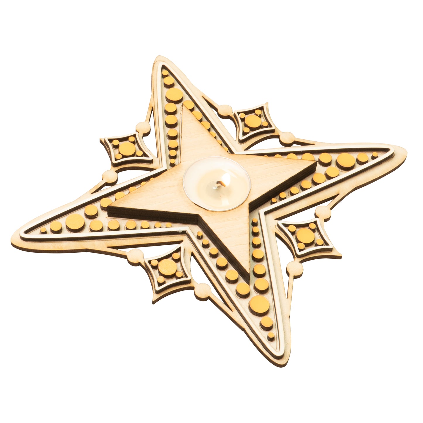 Wooden Star Candle Tea Light Holder