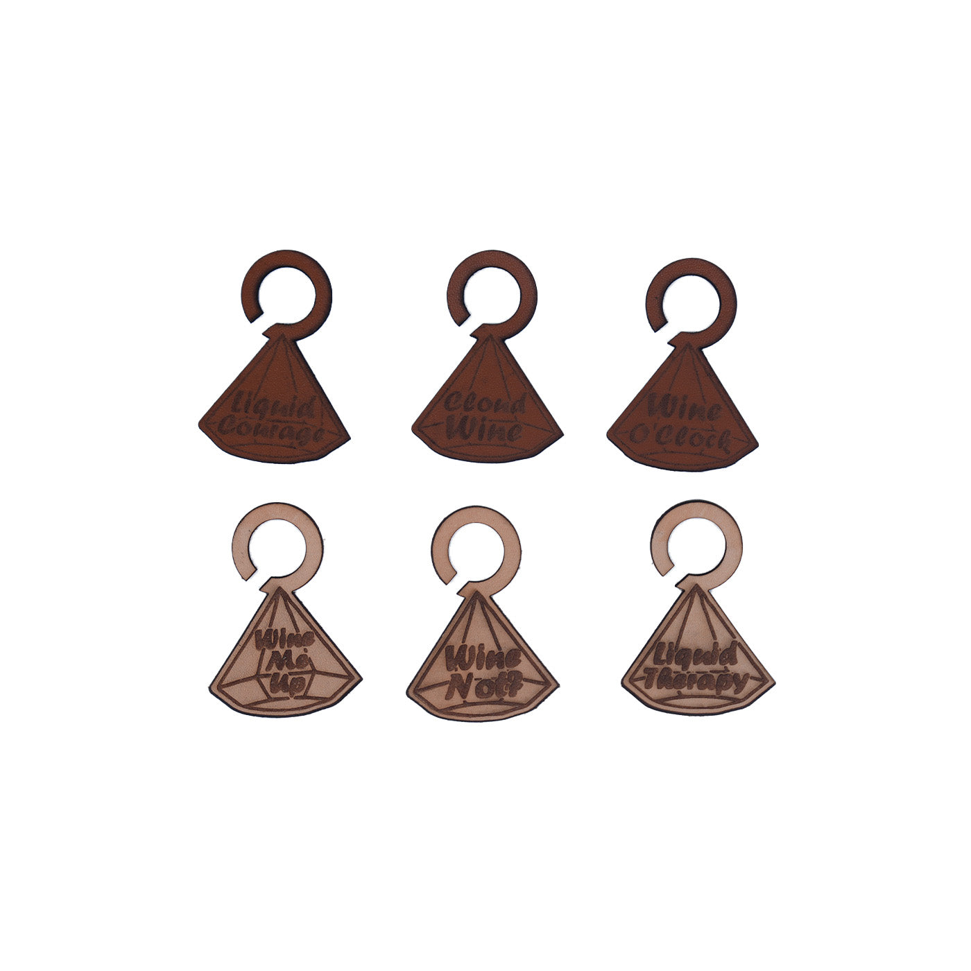 Diamond Shaped Leather Wine Glass Tag