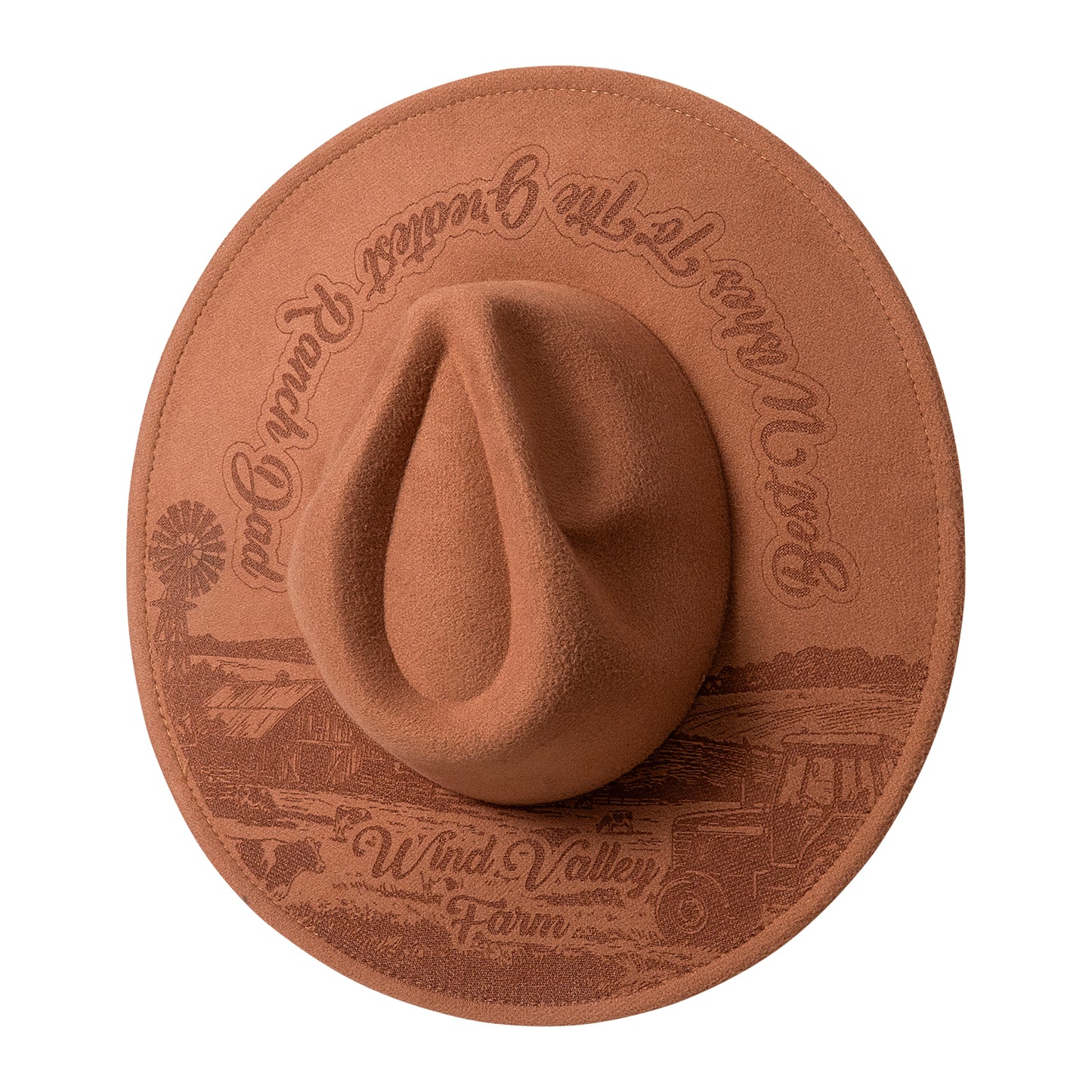 Ranch style cowboy hat engraving