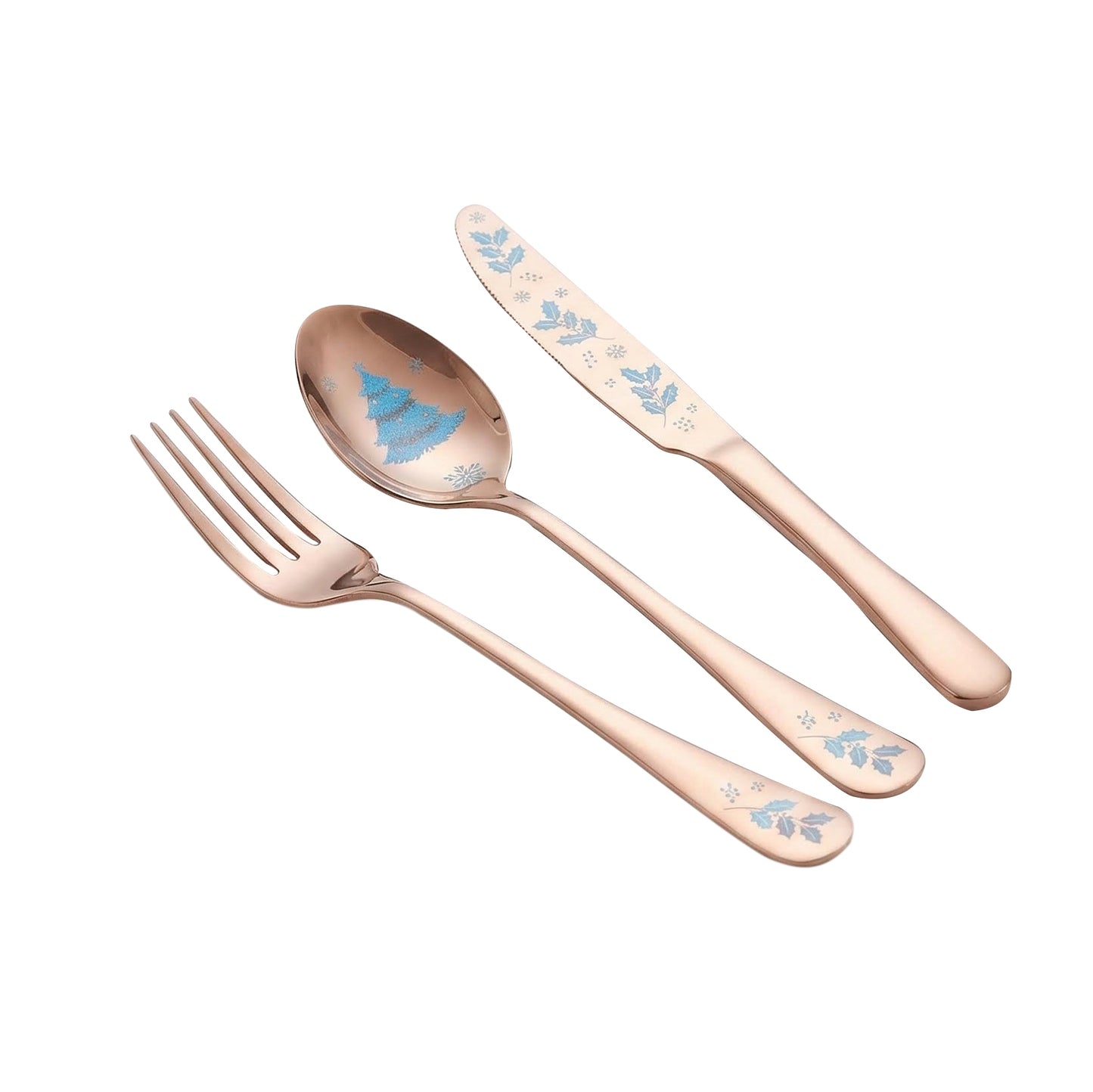 Christmas Themed Stainless Steel Cutlery Colorful Engravings