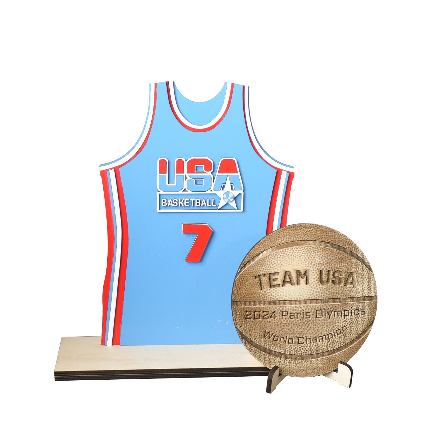 Wooden Team USA Basketball Ornament
