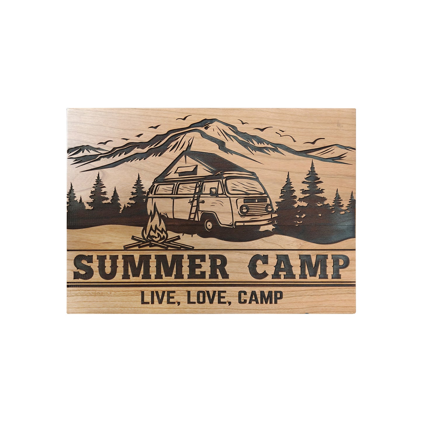 Camping Caravan Theme Deep Engraving Pattern