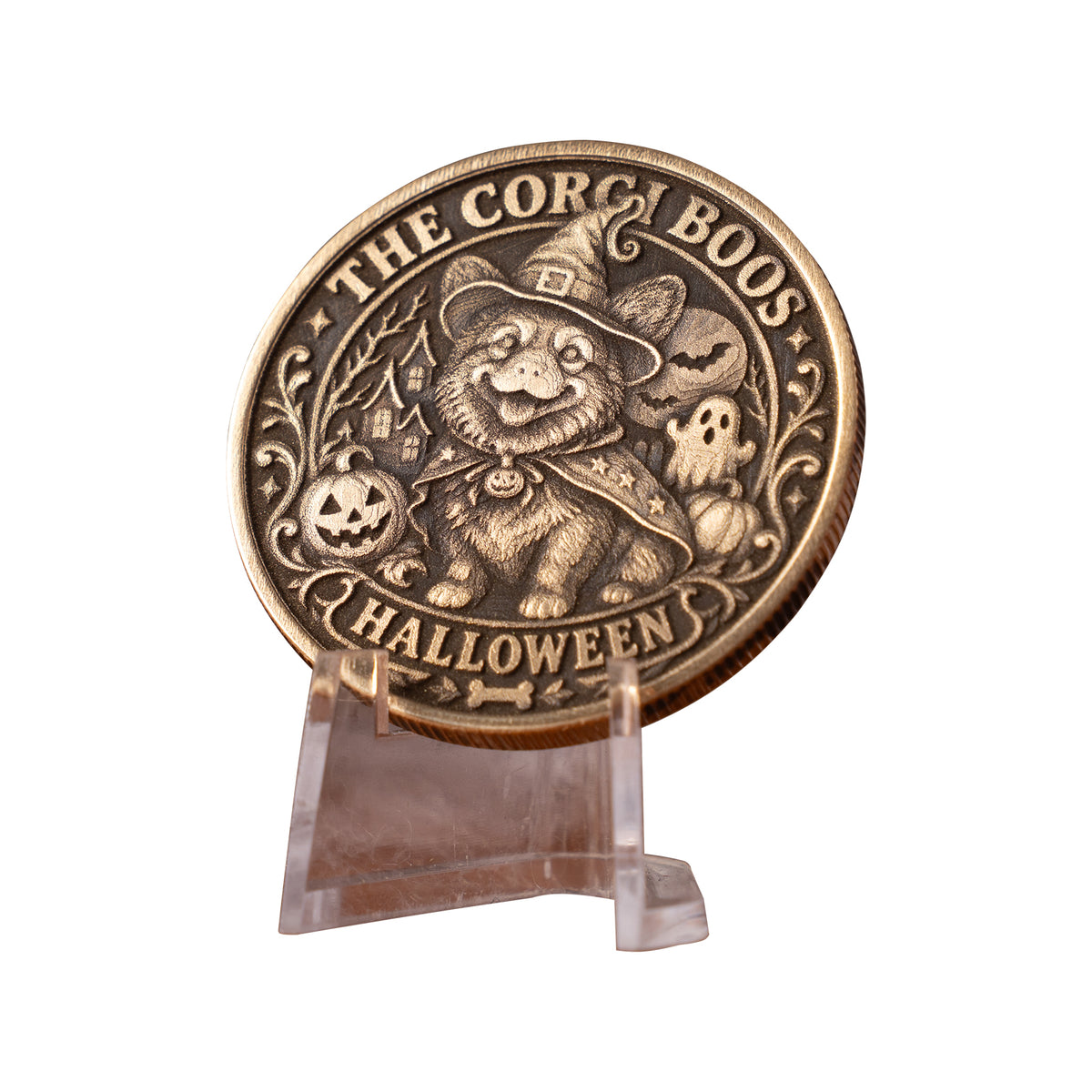 Halloween Corgi Dog Coin Relief Engraving