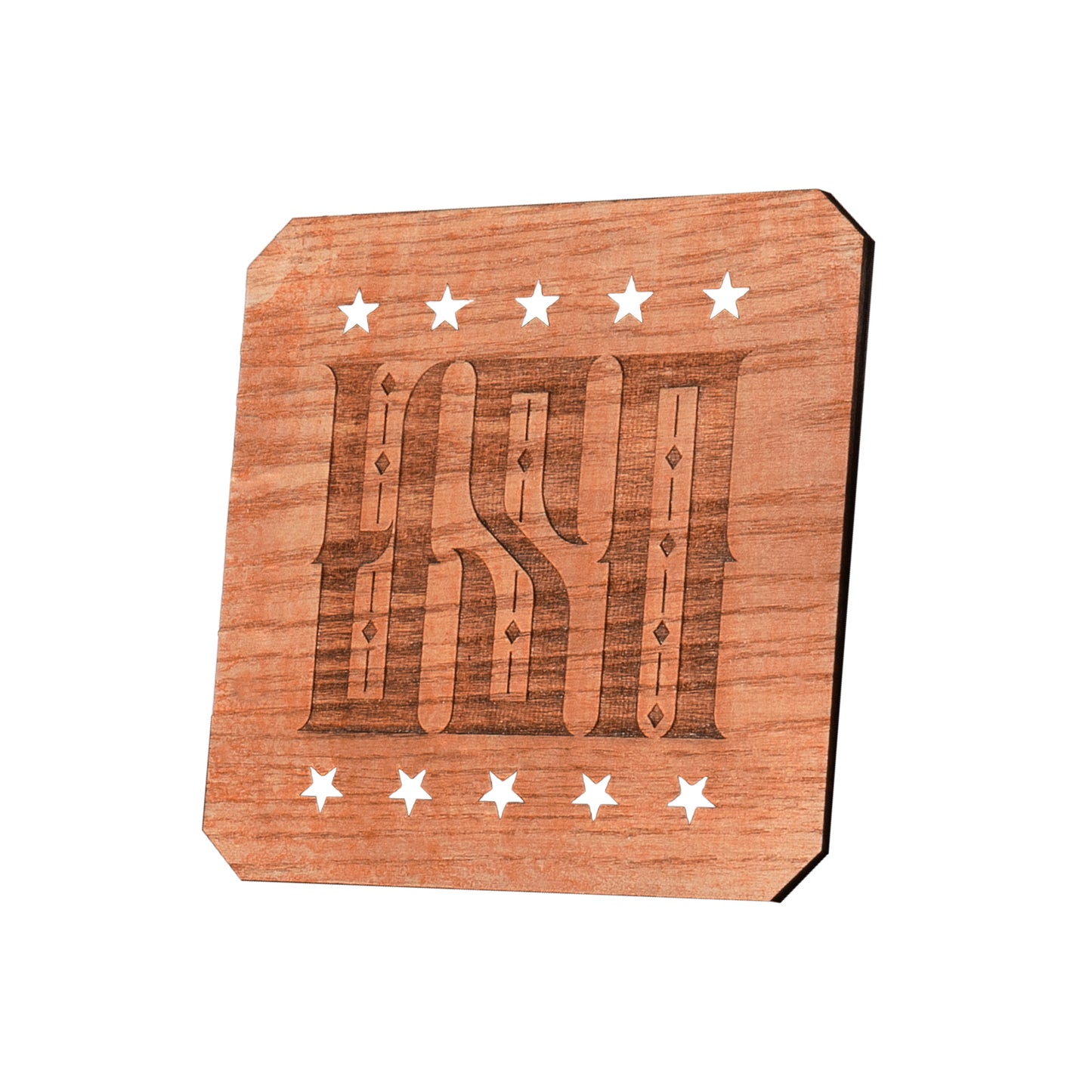 Independence Day engraved wooden coaster