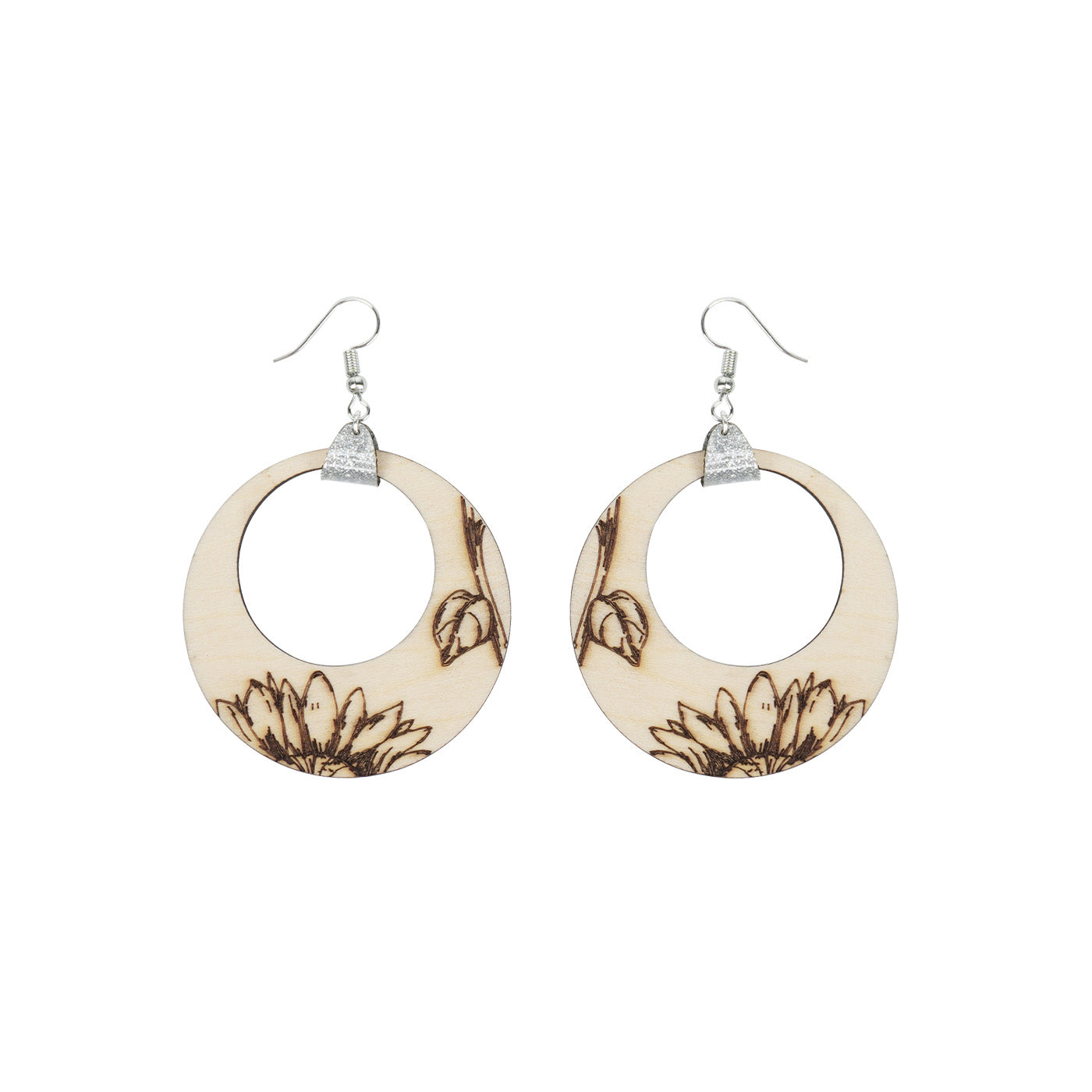 Sunflower Earrings Engraving