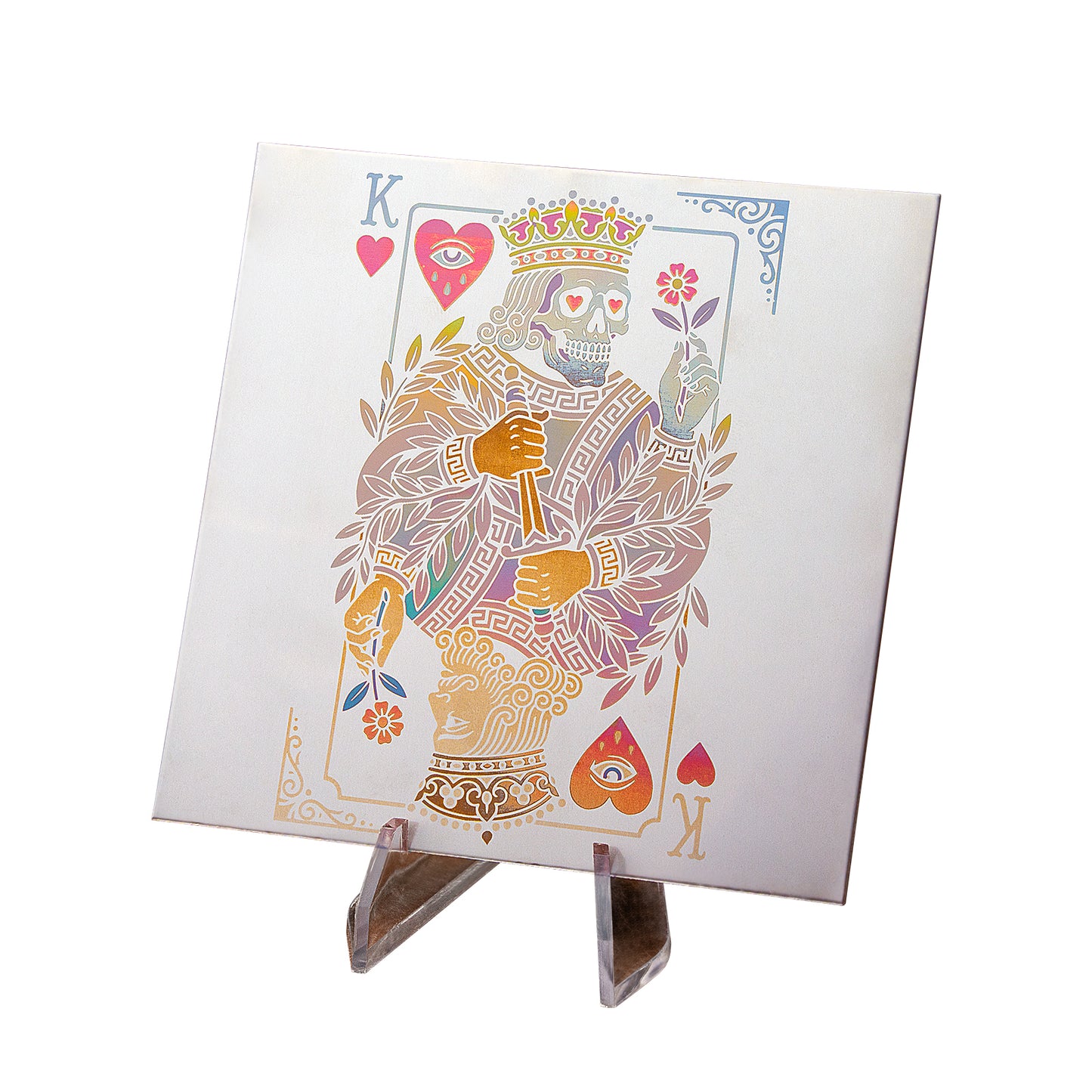 Stainless Steel playing card king Color Engraving