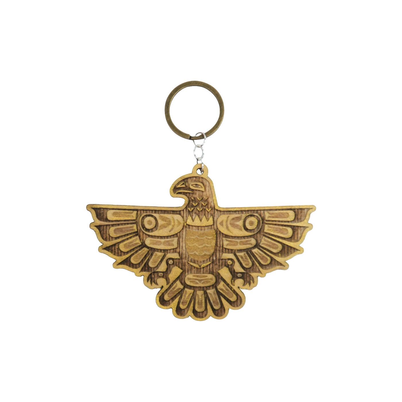 Wooden Thunderbird Totem Keychain