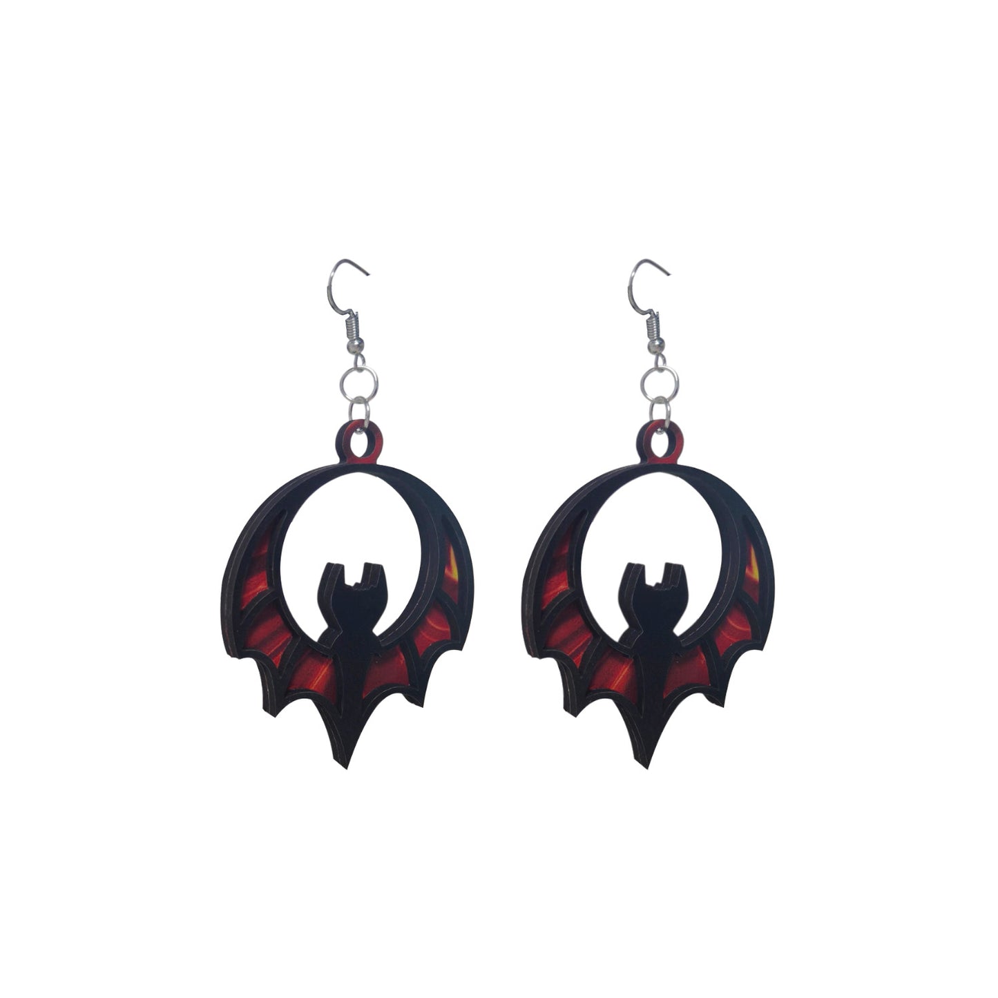 Wooden Halloween Bat Earrings
