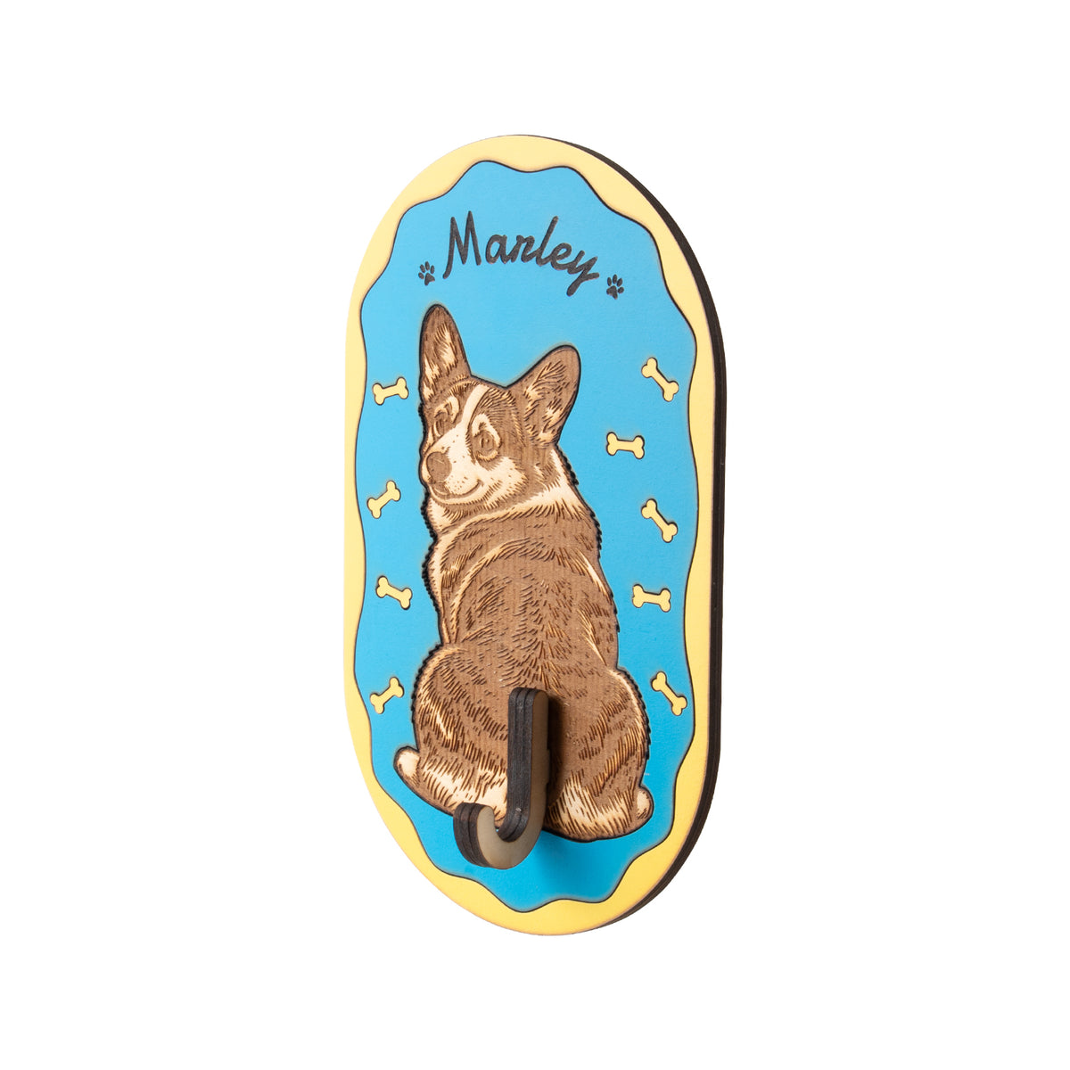 Corgi Wooden Leash Clothes Hook Rack