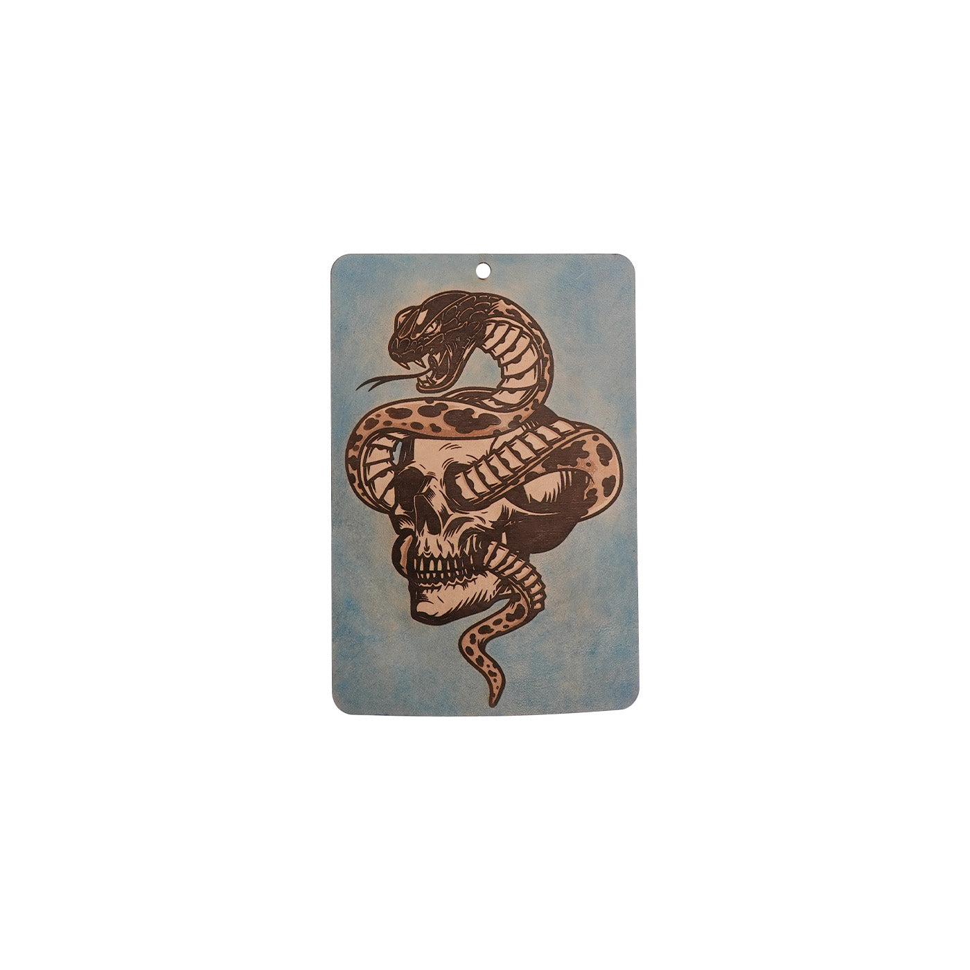 Skull and snake totem leather engraving