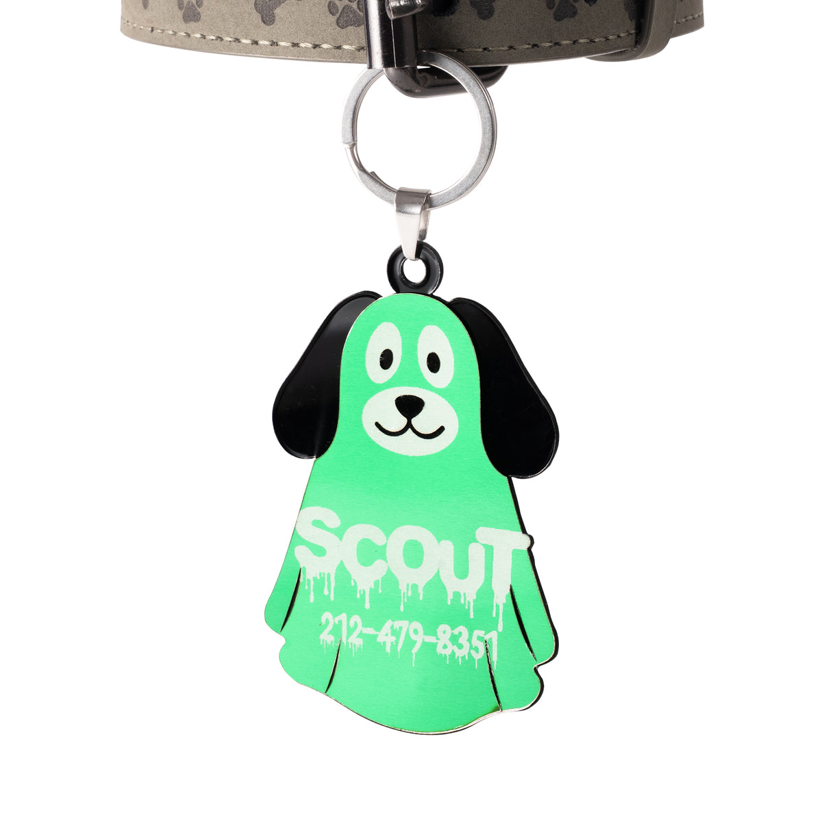 Glow-in-the-Dark Ghost Puppy Dog Tag