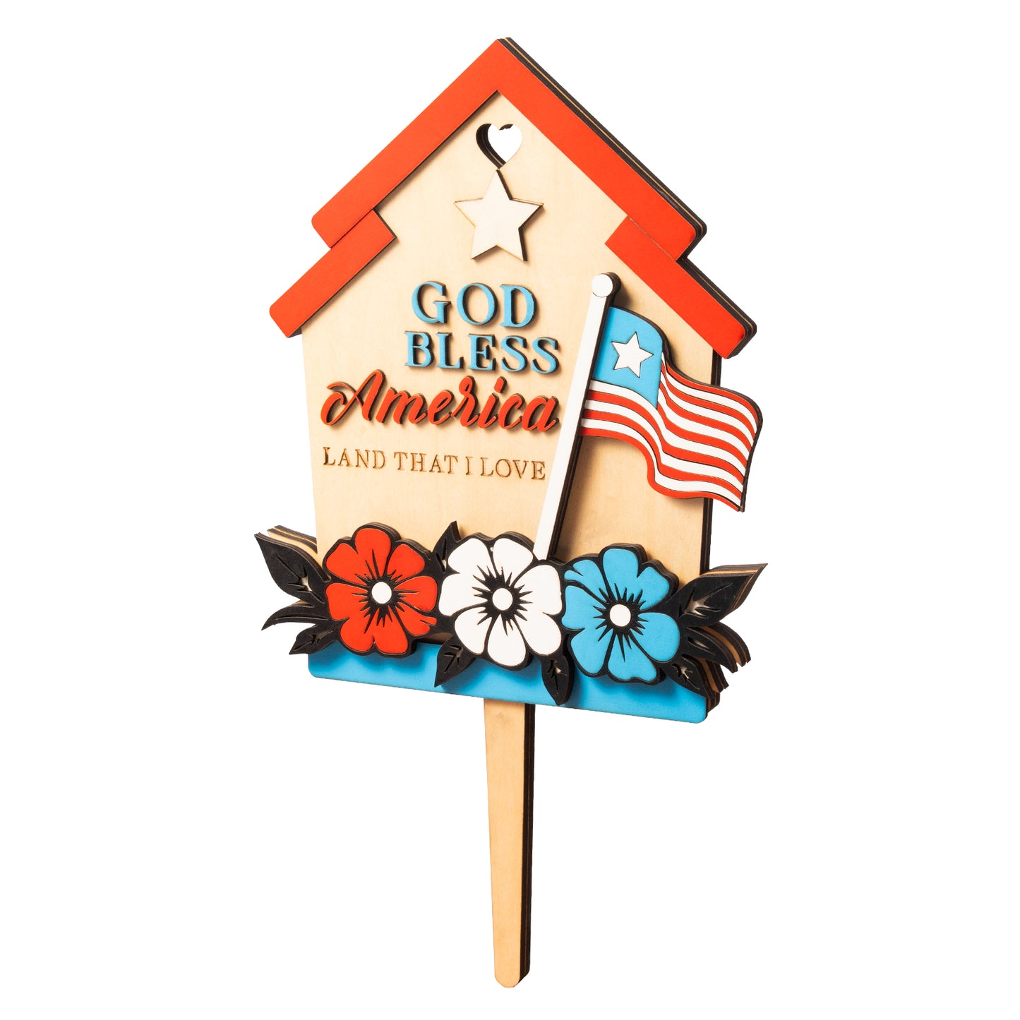 USA Independence Day wooden garden stake
