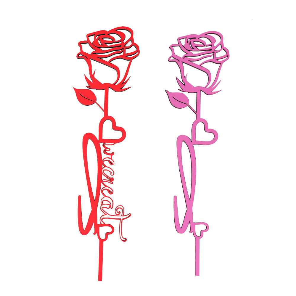 Rose Flower Wooden with Letters