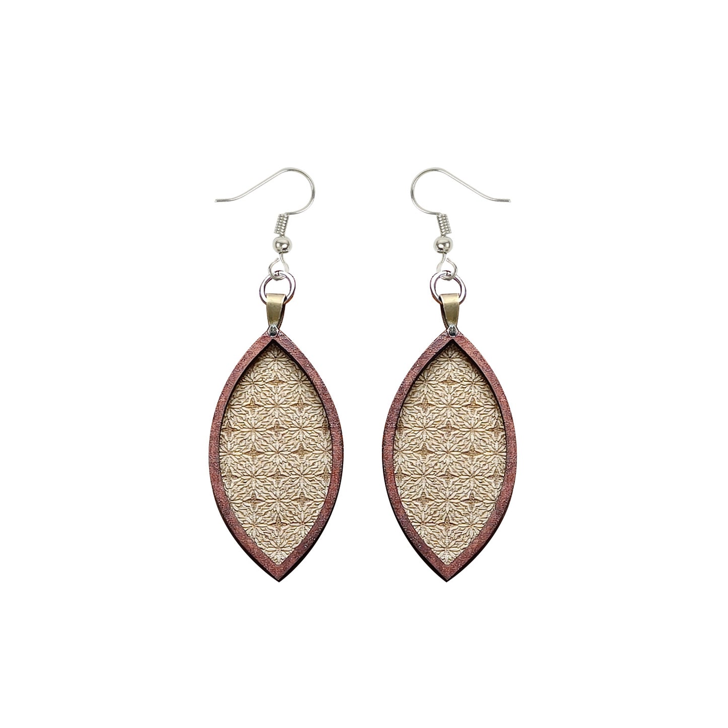 Fine Engraving Wooden Leaf Earrings